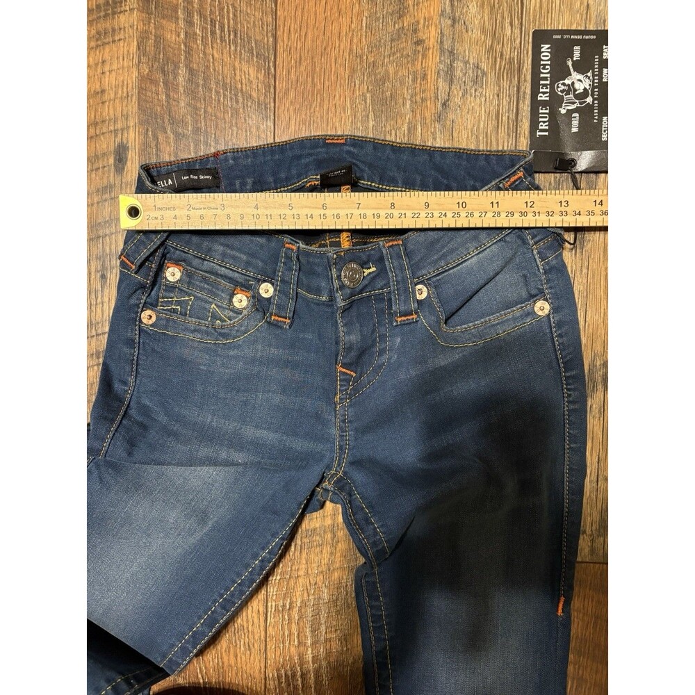 True Religion Low Rise Skinny Jeans Dark Wash Blue Stretch Women's Size 26 - Picture 7 of 9